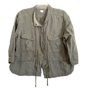 Poetry Linen Boxy Jacket US 18 Neutral Safari Old Money Quiet Luxury Lagenlook